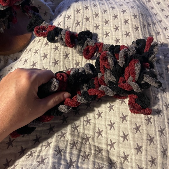 Handmade Kid’s Super Soft & Cozy Winter Headband/Ear Wrap - Cranberry/Gray/Black - Picture 7 of 9